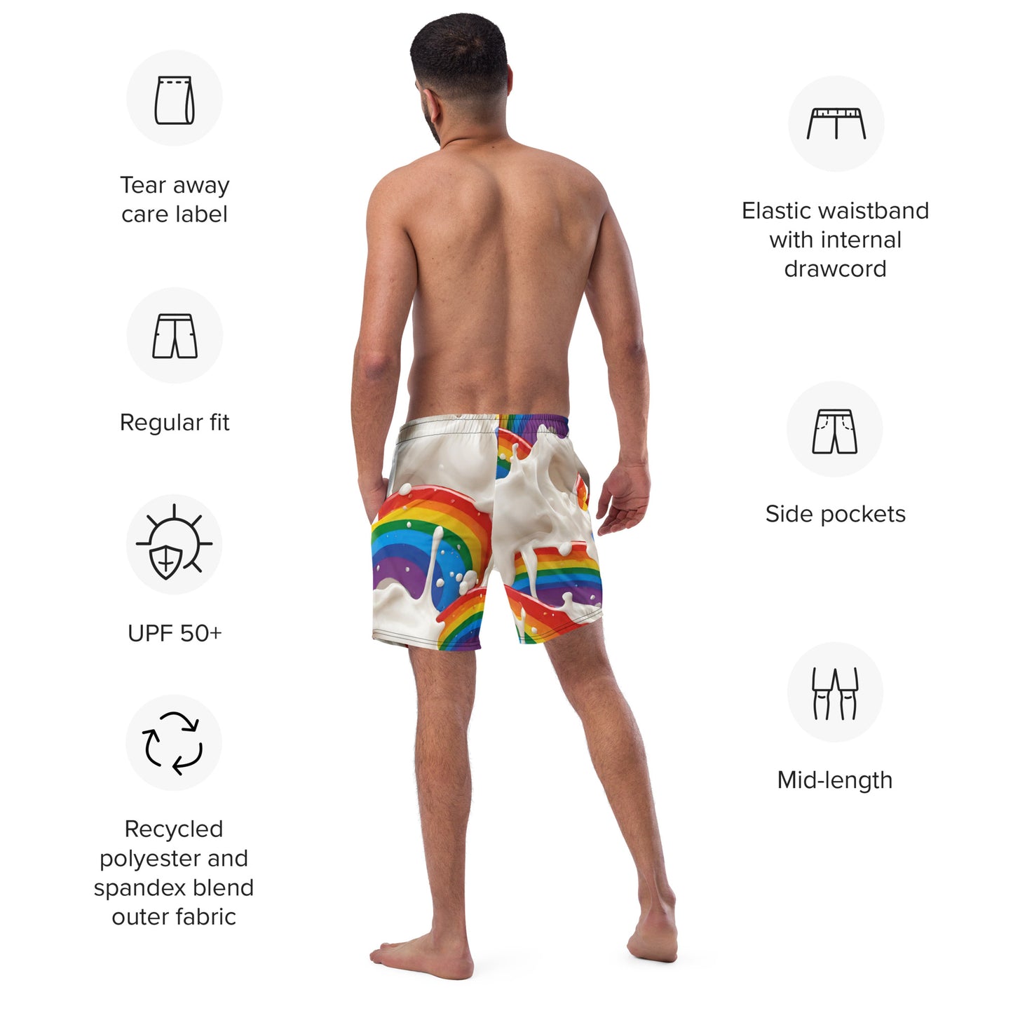 Creamy Rainbow Incredibly Gay - Men's swim trunks