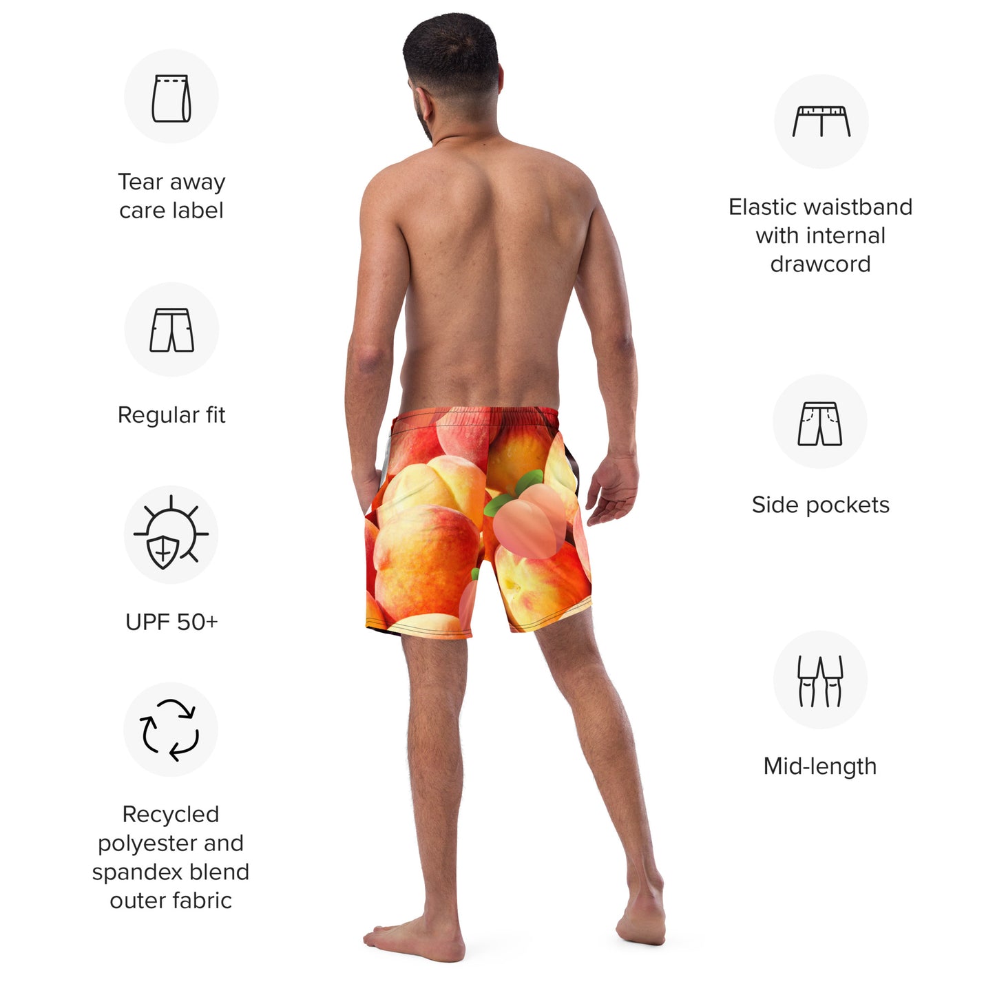 Eggplant front Peaches back - Men's swim trunks