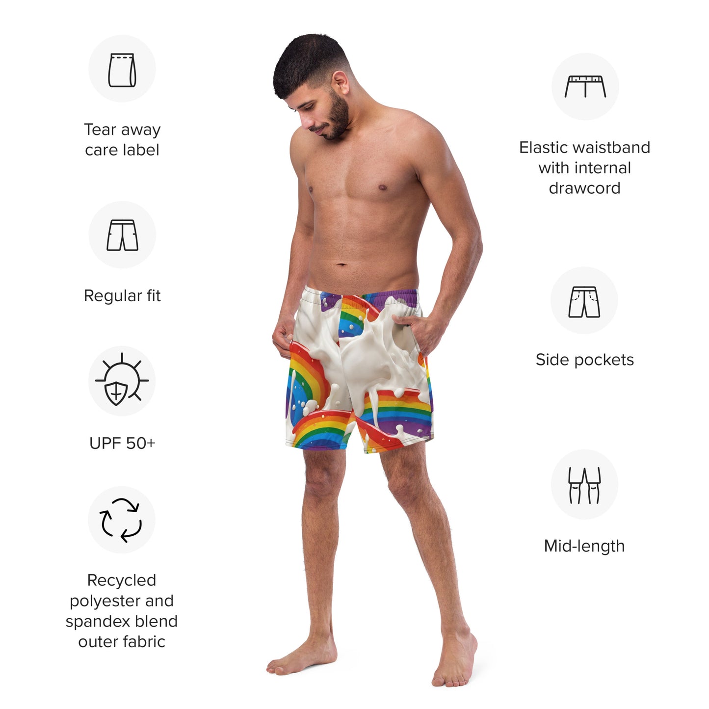 Creamy Rainbow Incredibly Gay - Men's swim trunks