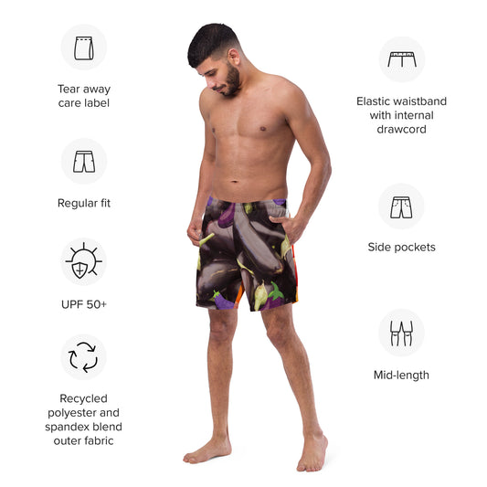 Eggplant front Peaches back - Men's swim trunks