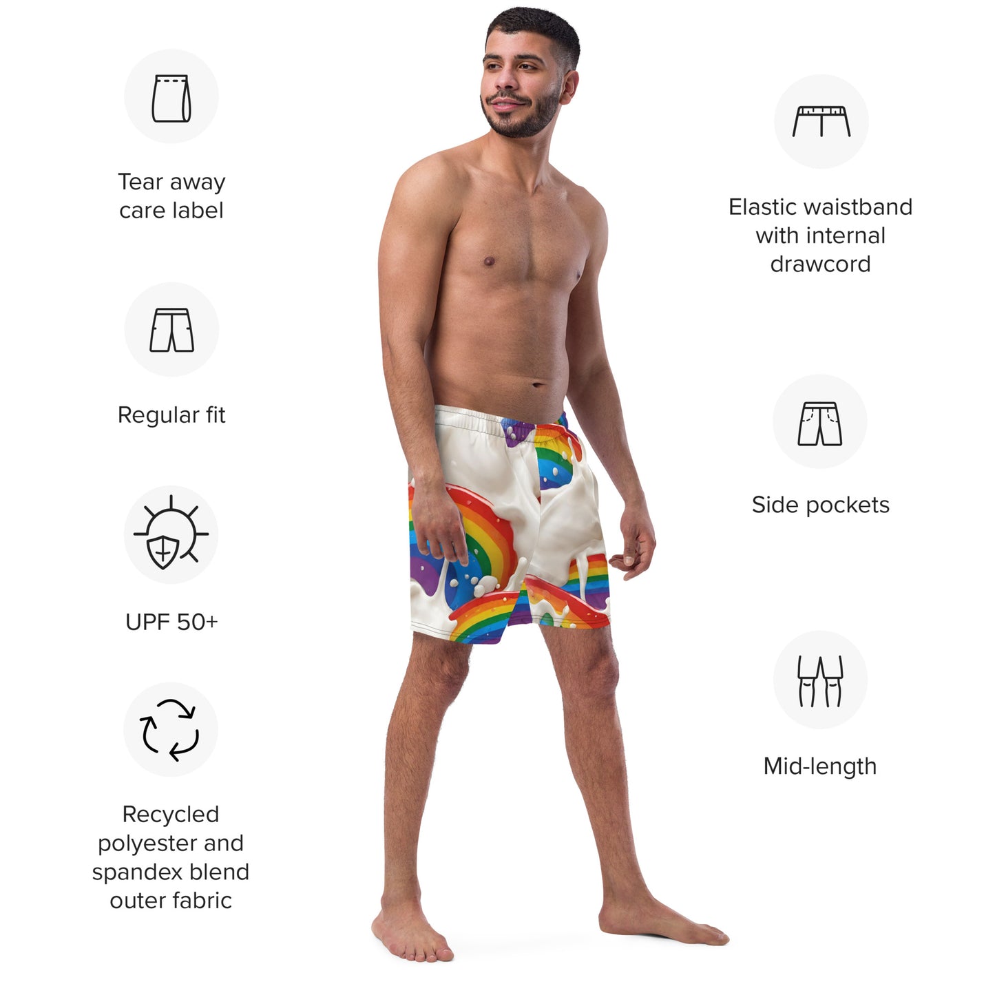 Creamy Rainbow Incredibly Gay - Men's swim trunks