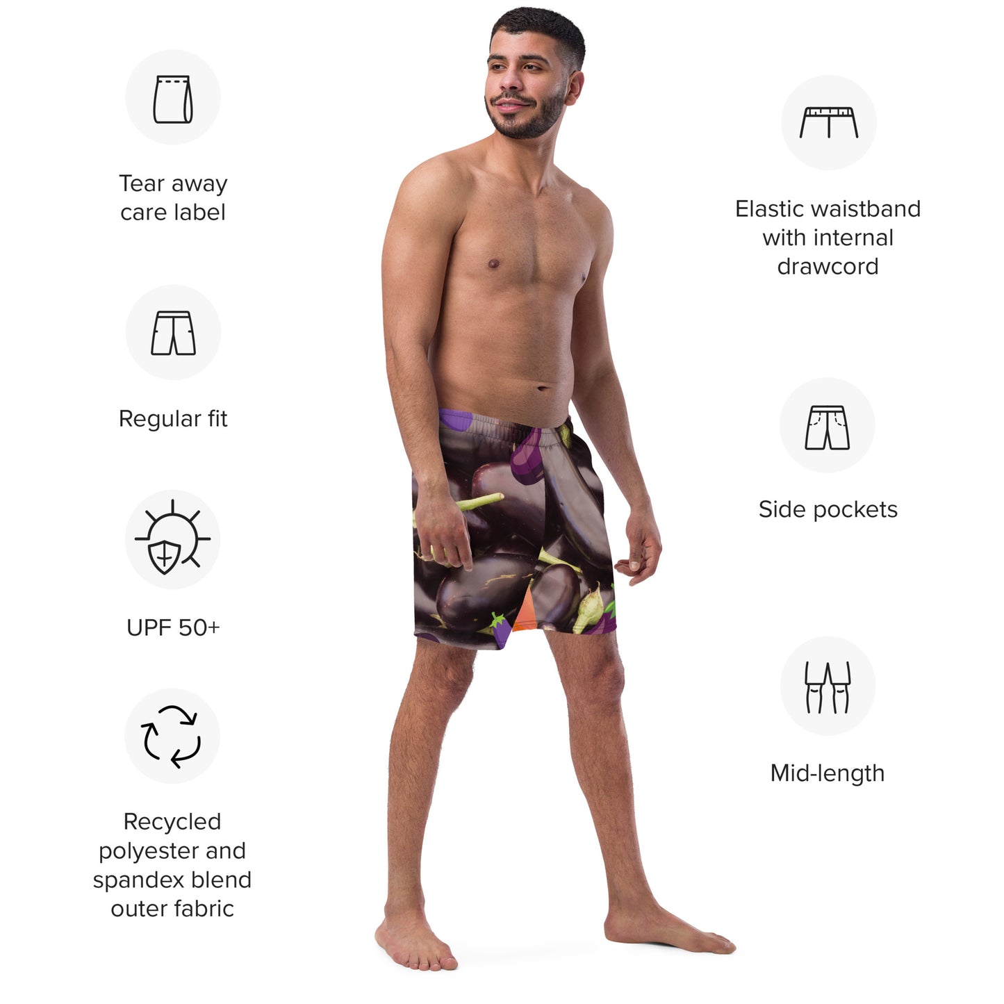 Eggplant front Peaches back - Men's swim trunks