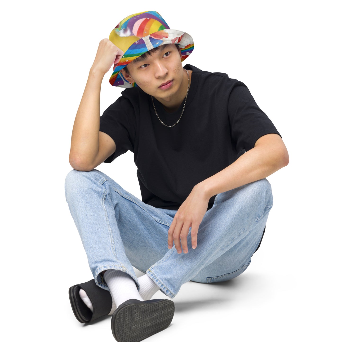 Wet Rainbow/Cream Rainbow - Reversible bucket hat