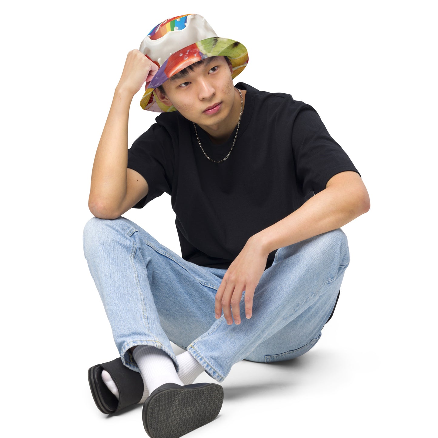 Wet Rainbow/Cream Rainbow - Reversible bucket hat