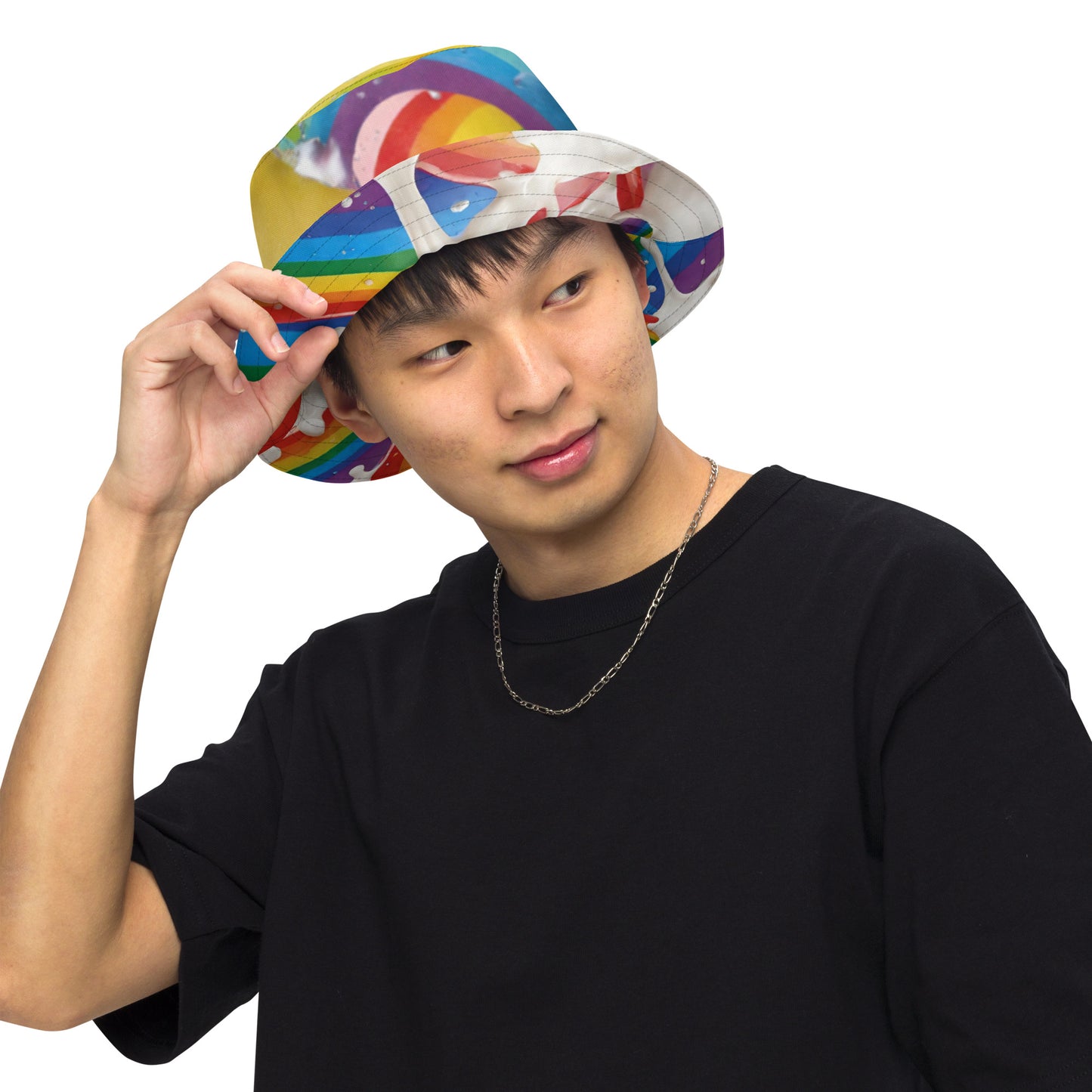 Wet Rainbow/Cream Rainbow - Reversible bucket hat