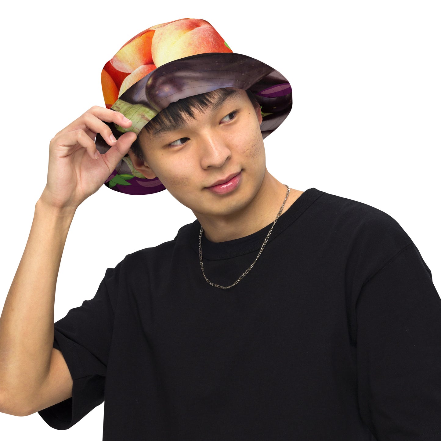 Peaches/Eggplant Reversible bucket hat