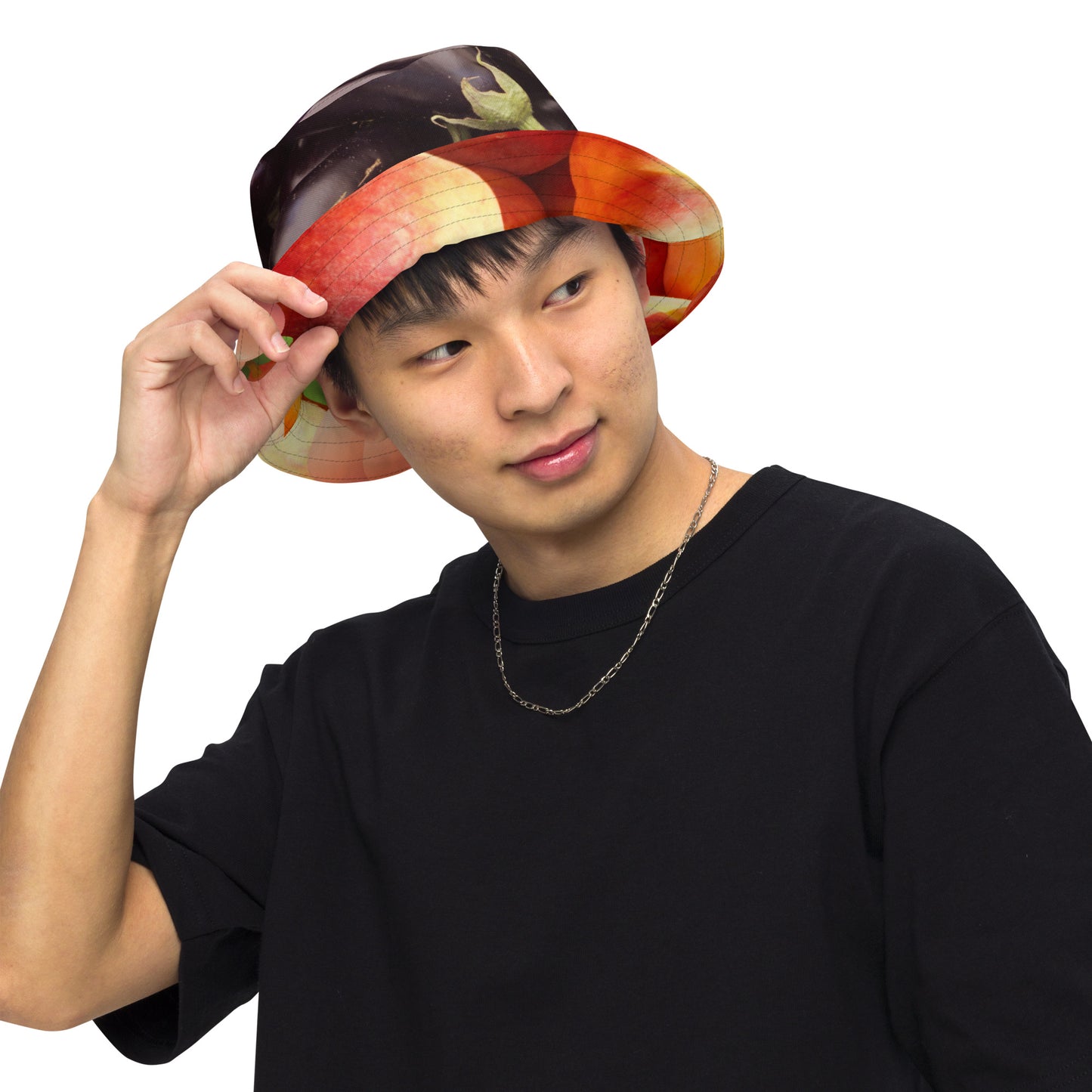 Peaches/Eggplant Reversible bucket hat