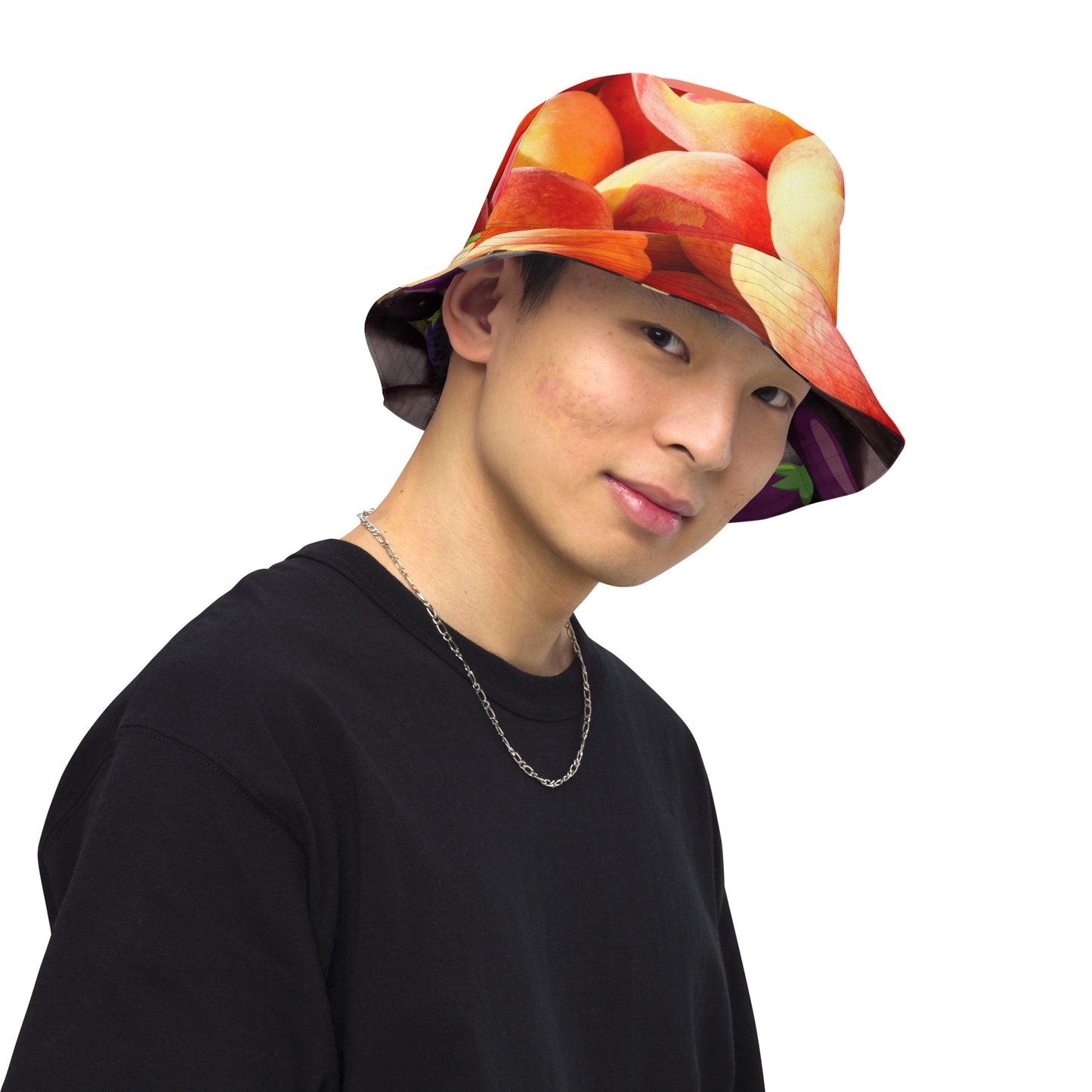 Peaches/Eggplant Reversible bucket hat