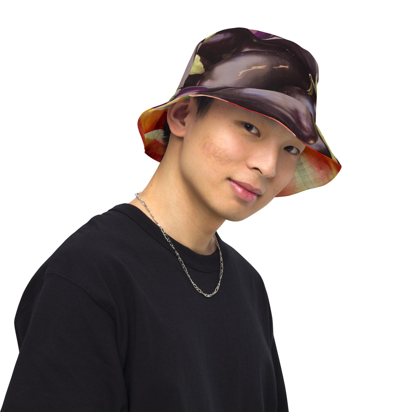 Peaches/Eggplant Reversible bucket hat