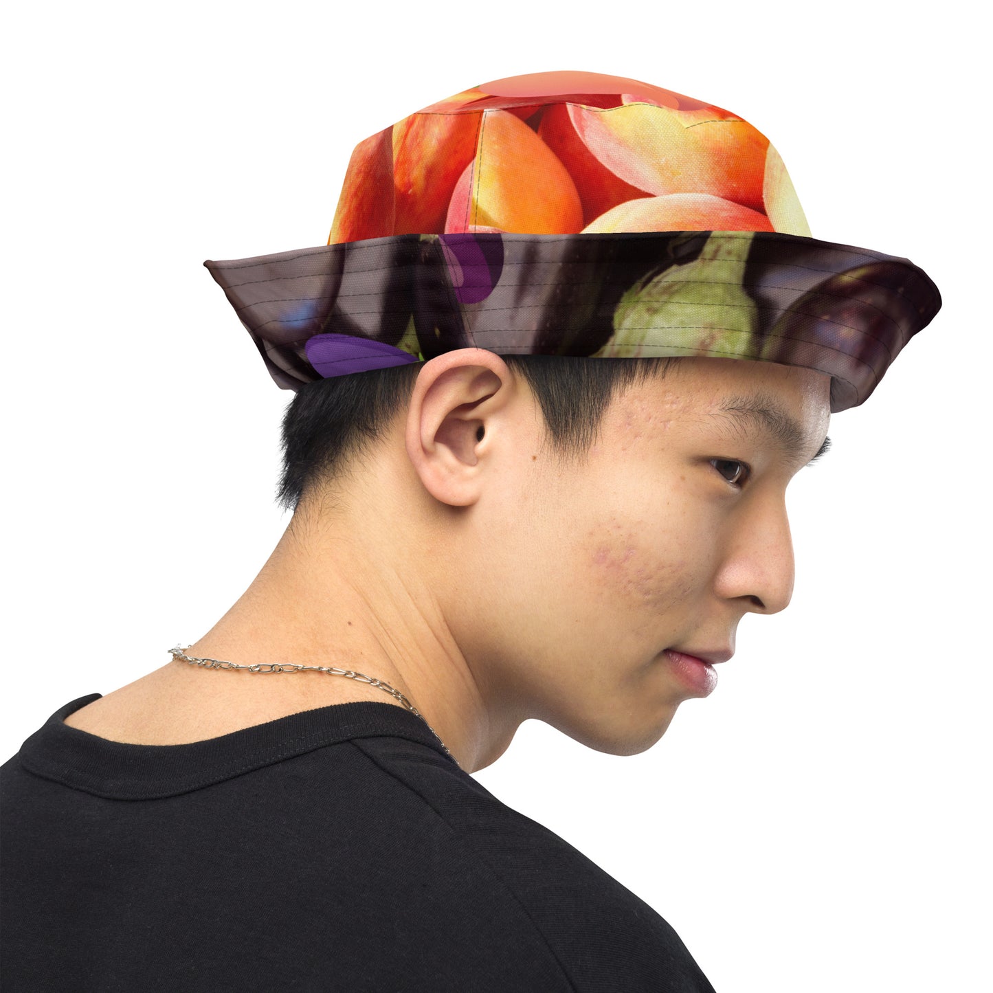 Peaches/Eggplant Reversible bucket hat