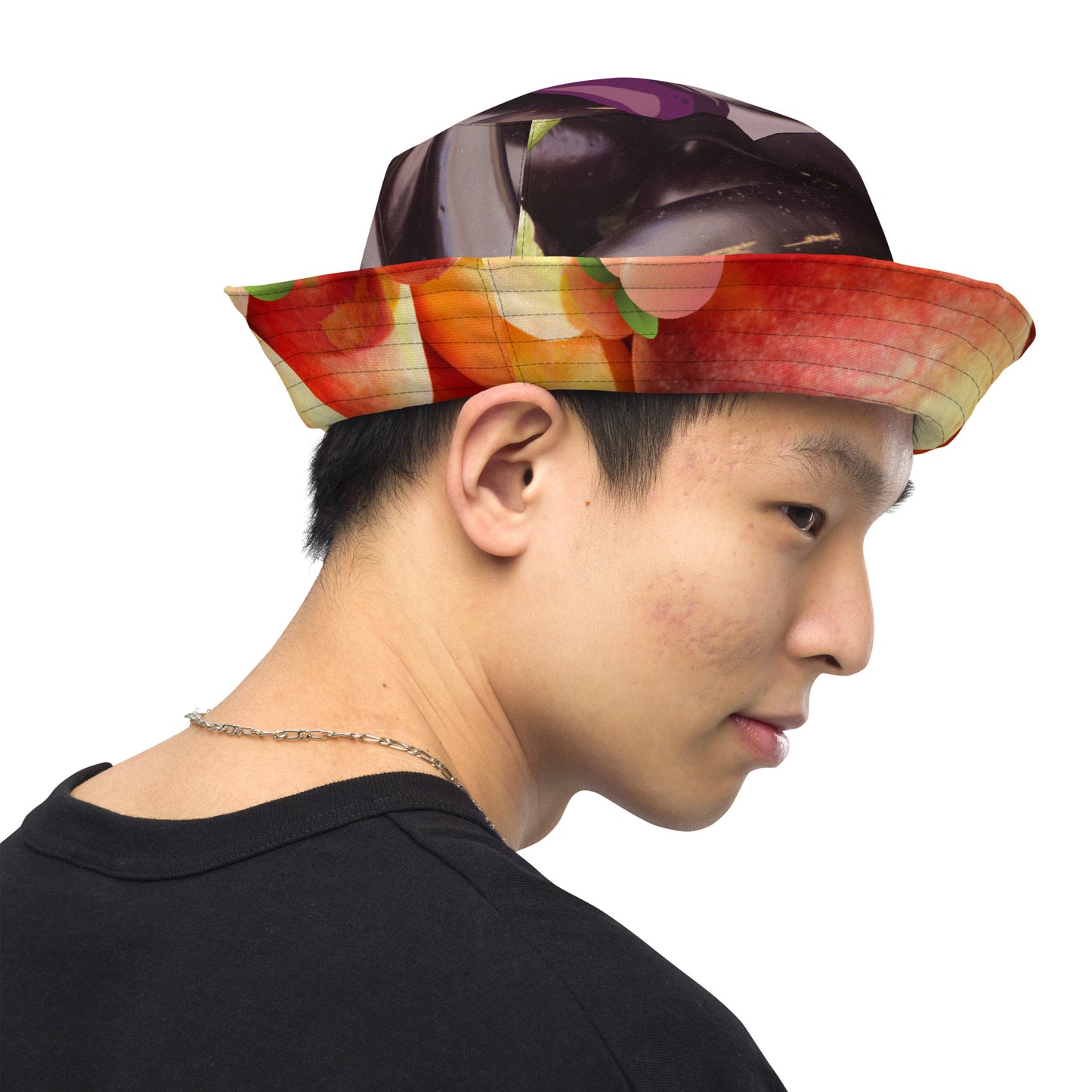 Peaches/Eggplant Reversible bucket hat