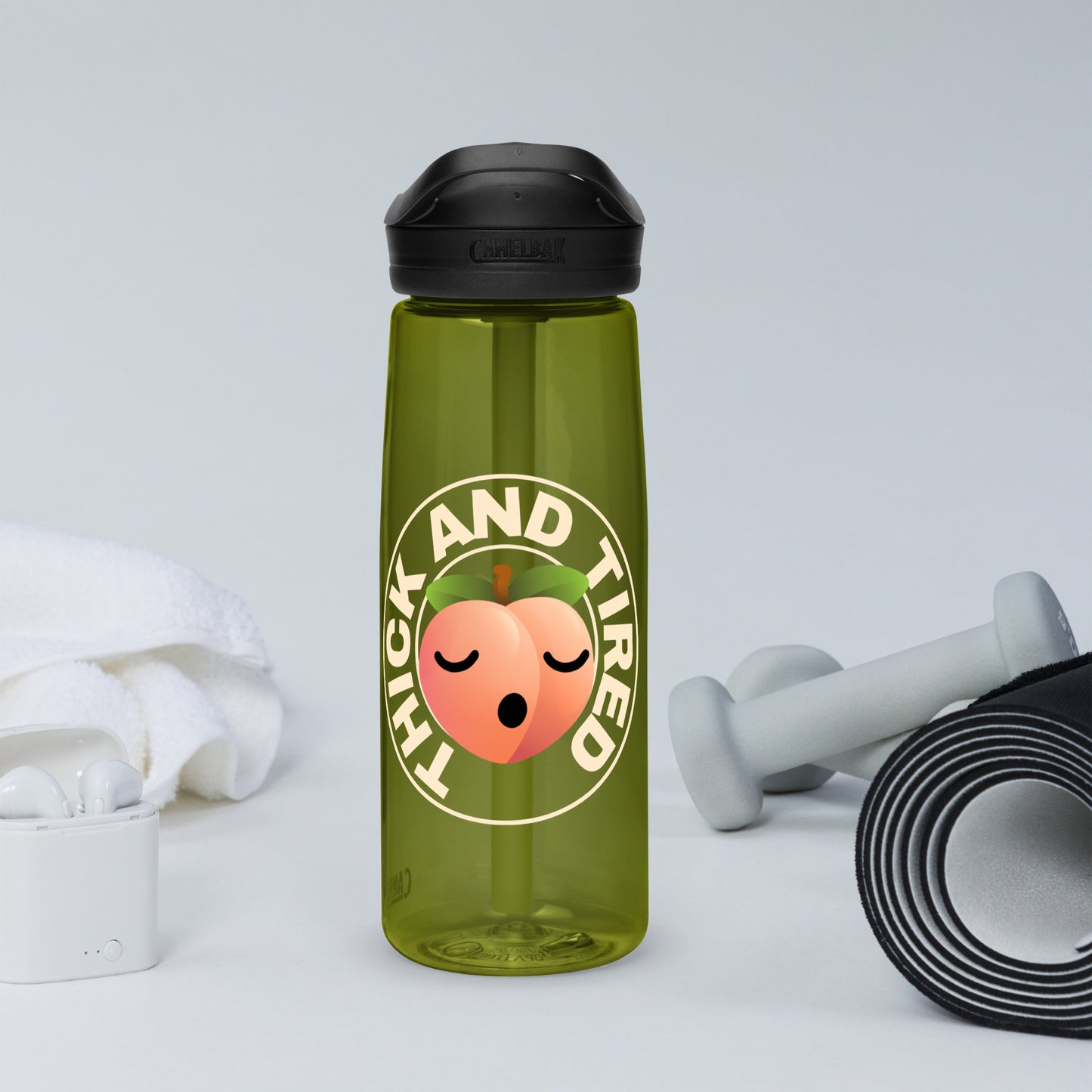 Thick and Tired - Sports water bottle