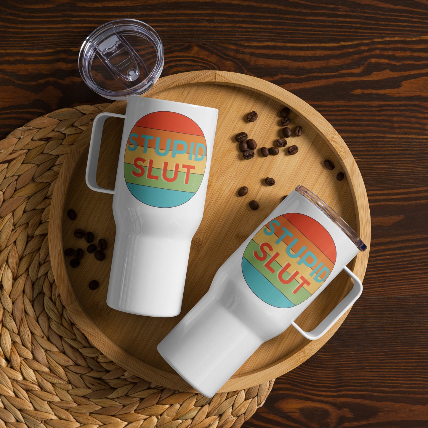 Stupid Slut - Travel mug with a handle