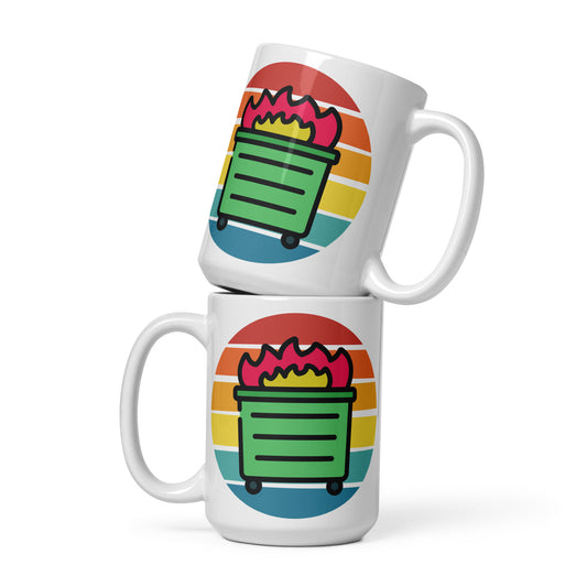 Gay Dumpster Fire - White glossy mug